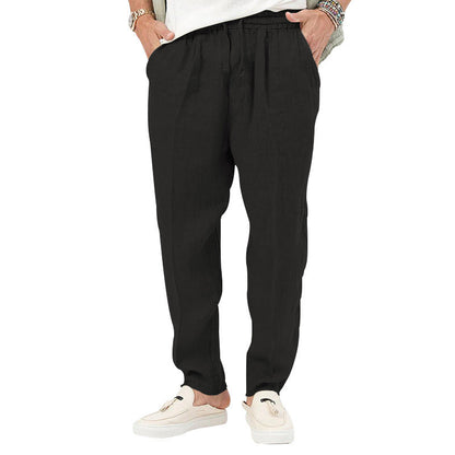 Herren Leinenhose Leicht Elastisch Mit Taschen Modern