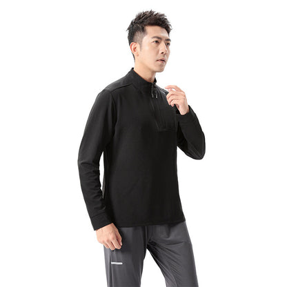 Herren Langarmshirt Funktionsshirt mit Reißverschluss Sportlich