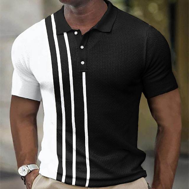 Herren Polohemd Sportlich Streifen Modern