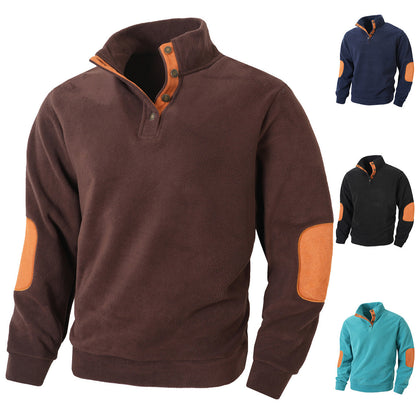 Herren Fleece Pullover Modern Stehkragen Kontrastfarben - BerlinGlamour