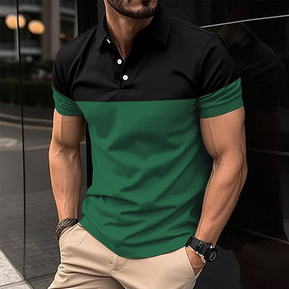 Herren Polohemd Kurzarm Modern Farbblock