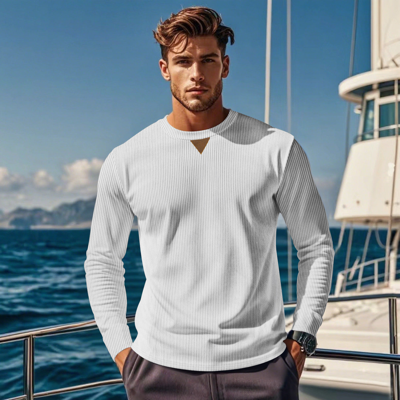 Herren Sportshirt Langarm mit Strukturdesign Modern - BerlinGlamour