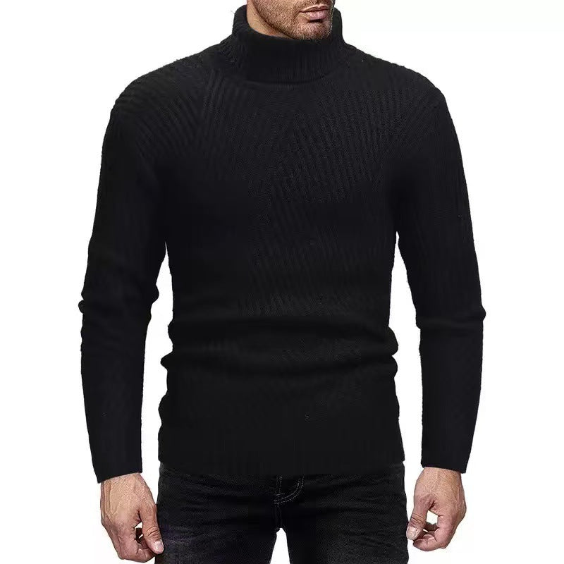 Herren Rollkragenpullover Gerippt Strukturiert Elegent