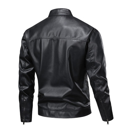Lederjacke Herren Bikerstil Schwarz mit Nieten