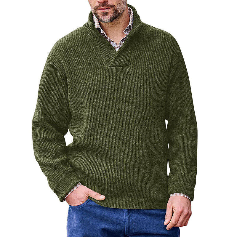 Herren Strickpullover Modern Stehkragen Rippstruktur