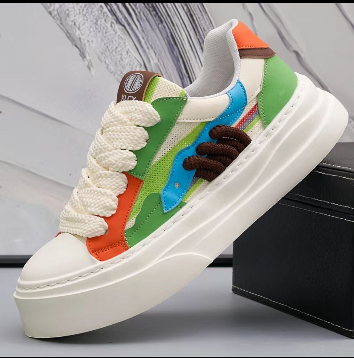 Damen Sneaker Plattform Schuhe Bequem Grafik Design