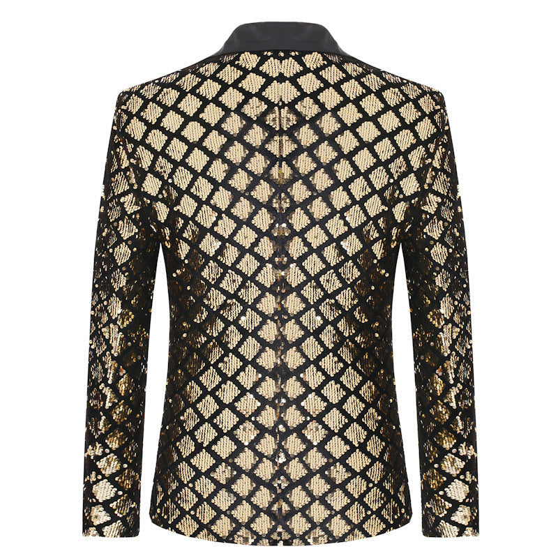 Herren Pailletten Blazer Modern Schnitt Glitzer