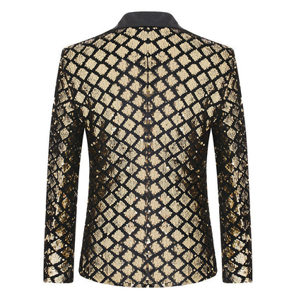 Herren Pailletten Blazer Modern Schnitt Glitzer