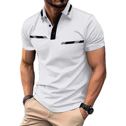 Herren Poloshirt Kurzarm Kontraststreifen Modern