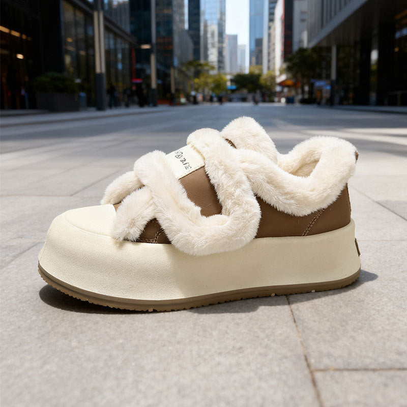 Damen Sneaker Weich Plüsch Schuhe Bequem Komfort