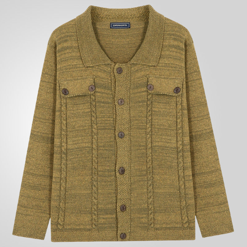 Herren Strickjacke Zopfmuster mit Taschen Modern - BerlinGlamour