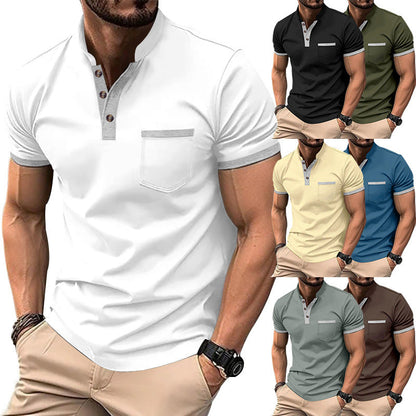 Herren Poloshirt Knopfleiste Brusttasche Elegantes Design - BerlinGlamour