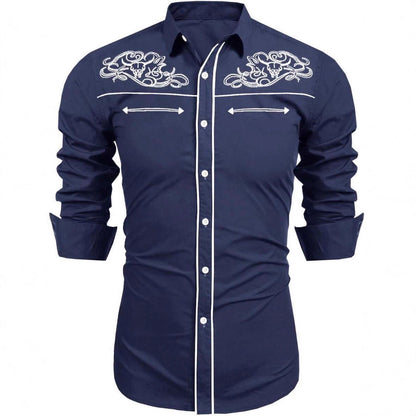 Herren Westernhemd Stickerei Modern Cowboy Stil