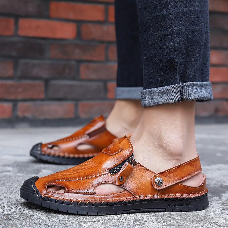 Herren Leder-Sandalen Luftig Verstellbar Sommer