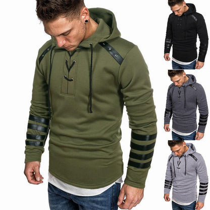 Herren Hoodie Leder Lässig Modern Mit Akzenten - BerlinGlamour