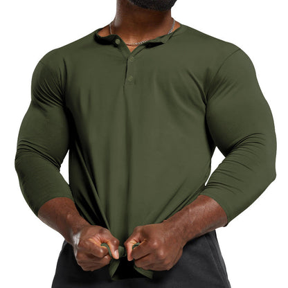 Herren Langarmshirt Modern Knopfleiste Slim Fit