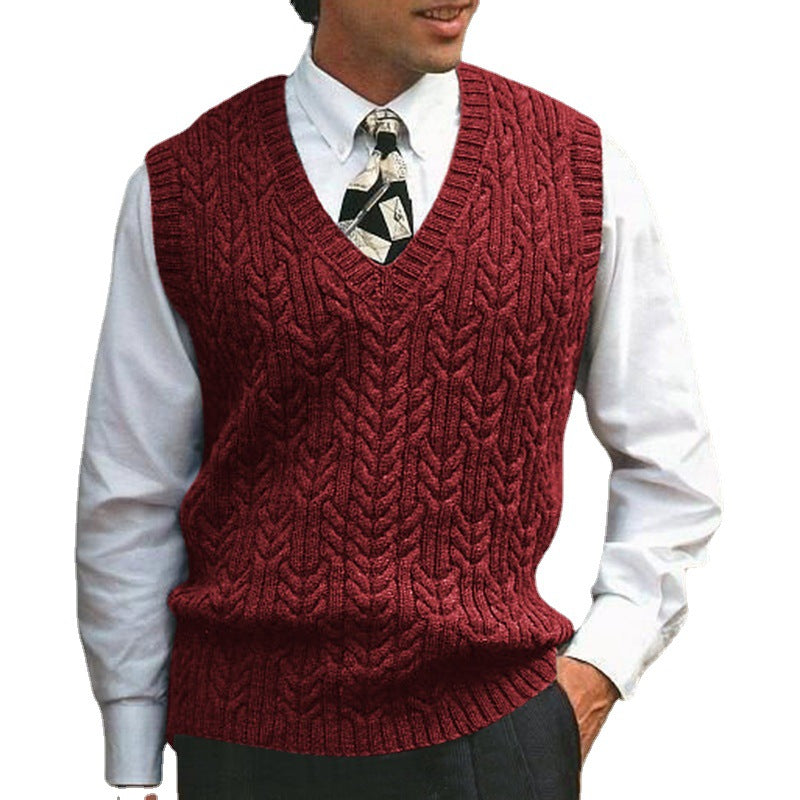 Herren Strickweste Zopfmuster Modern Flachstrick