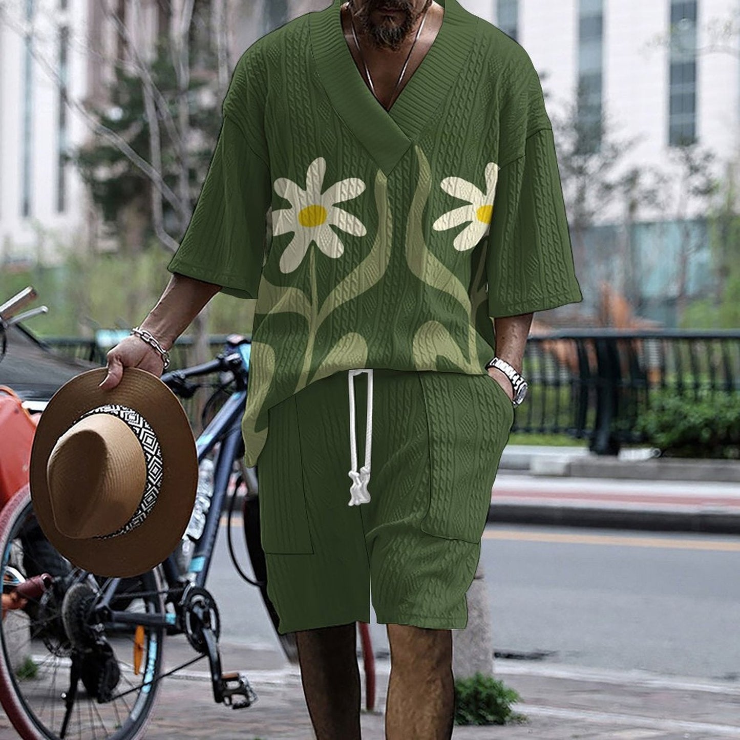 Herren Tunika mit Blumenmuster Trendig Lässig
