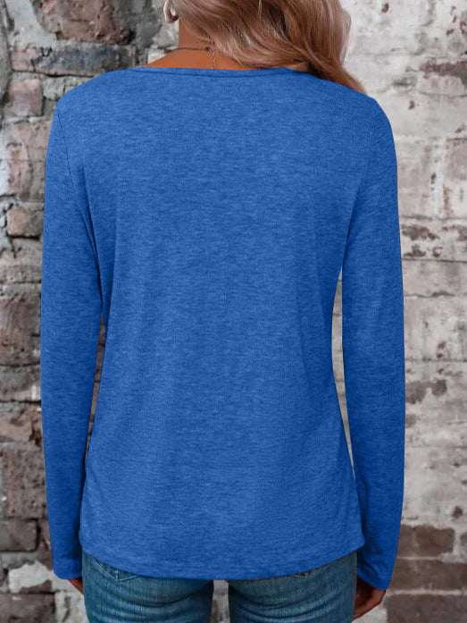 Damen Shirt Langarm Kreuzausschnitt Elegantes Oberteil