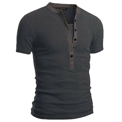 Herren Kurzarmshirt Modern mit Knöpfen und Steppkragen