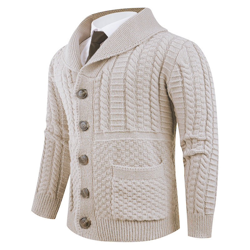 Herren Strickjacke Modern Schalkragen Knöpfe Elegант
