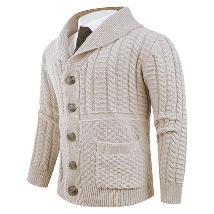 Herren Strickjacke Modern Schalkragen Knöpfe Elegант