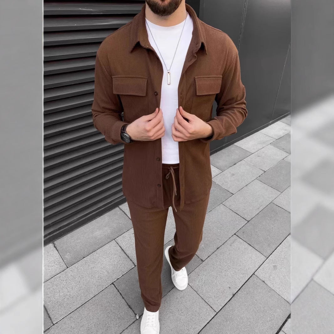 Herren Freizeithose Mit Hemd Modern Style