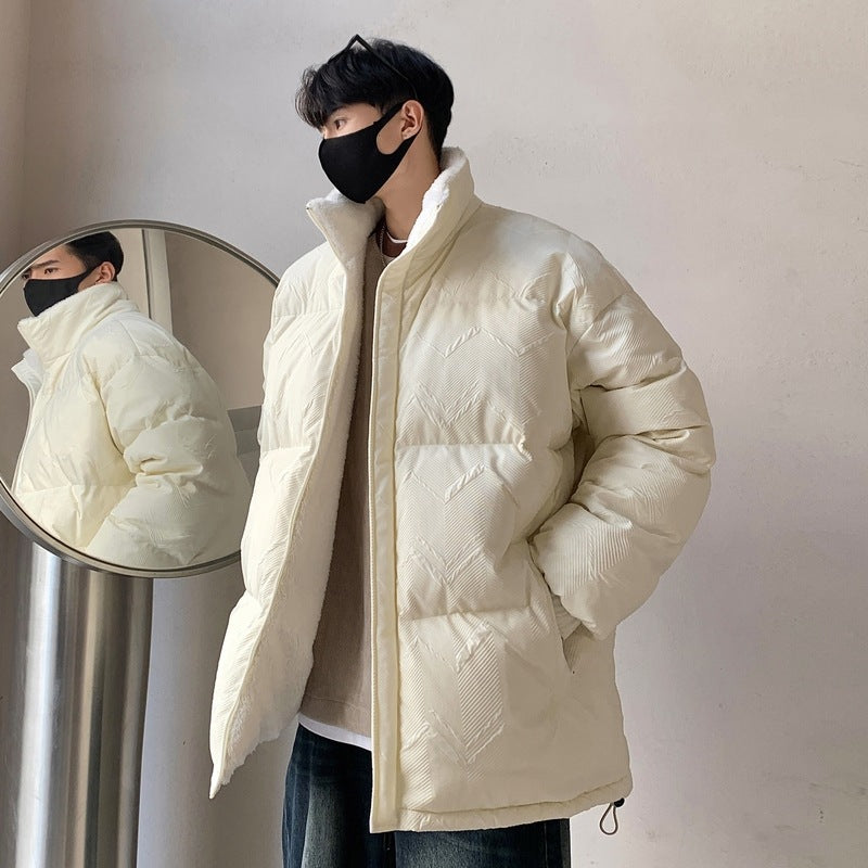 Herren Pufferjacke Übergroß Warm mit Hochkragen und Elastikbündchen
