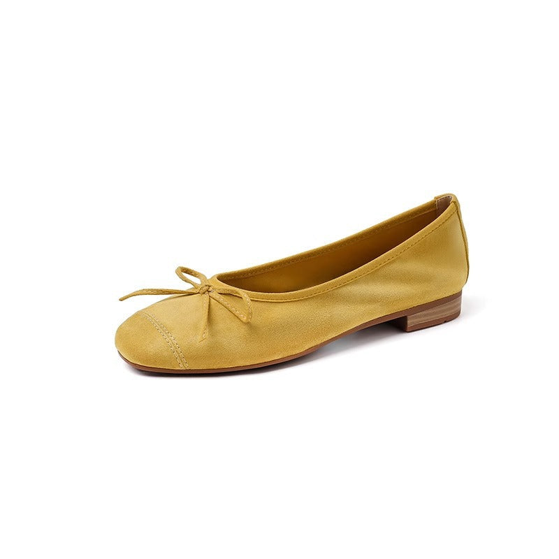 Damen Ballerinas Metallic Leder Schleife Elegant