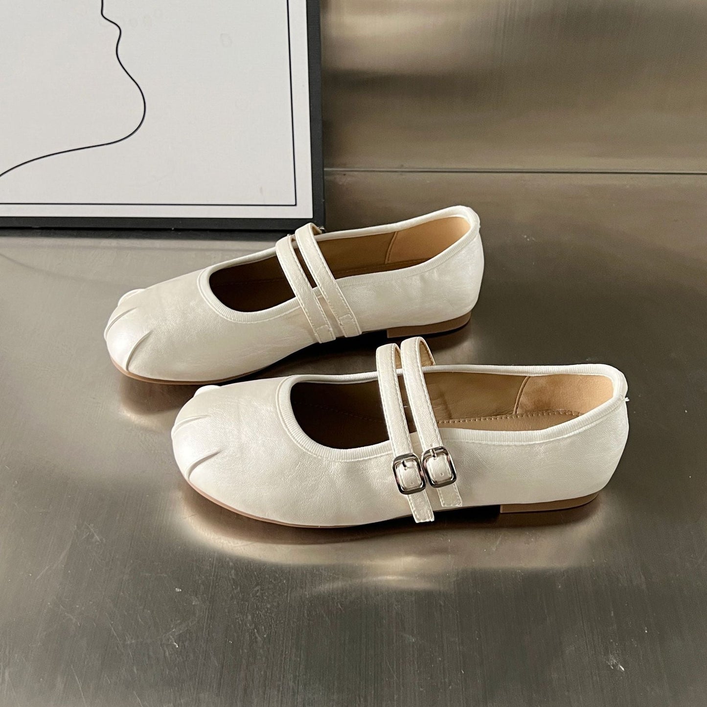 Damen Ballerinas Elegant Weiche Innensohle Riemen Schuhe