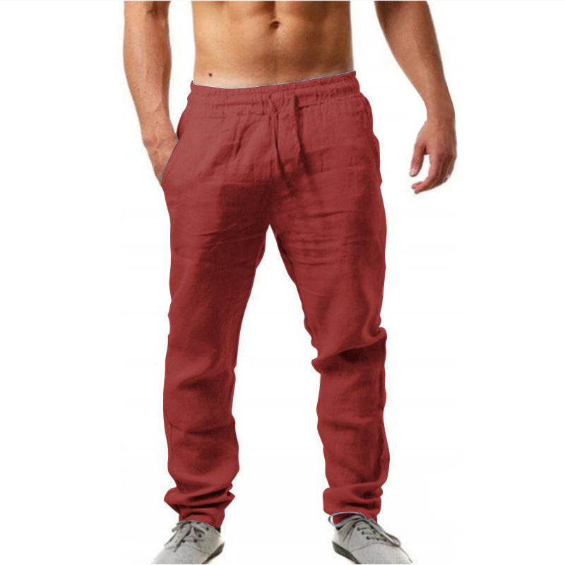 Herren Leinenhose Relaxed Fit Bequem mit Kordelzug