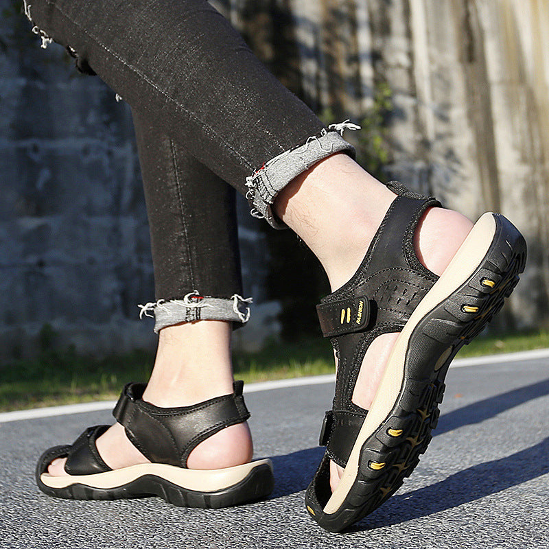 Herren Sandalen bequem rutschfest mit Klettverschluss Sommer
