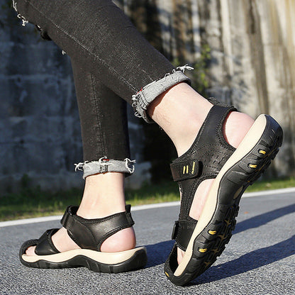 Herren Sandalen bequem rutschfest mit Klettverschluss Sommer