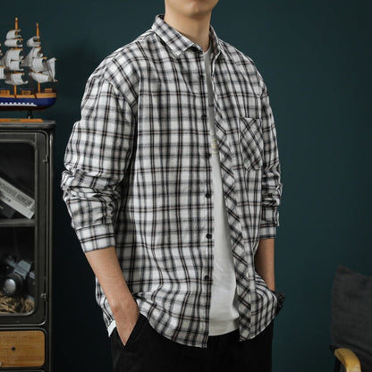 Herren Flanellshirt Karierter Warm Elegant