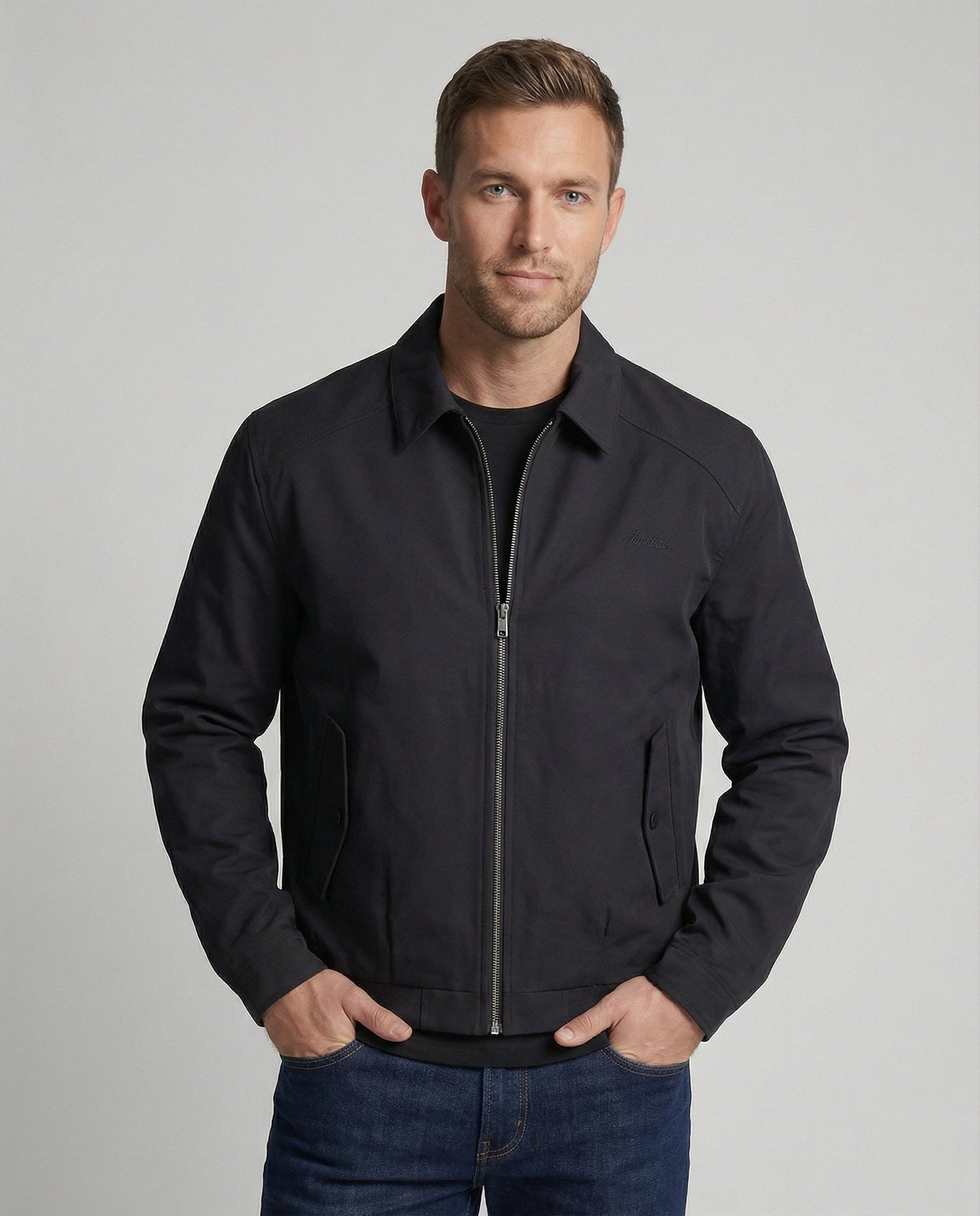 Herren Steppjacke Grau Kurz British Style Polsterung - BerlinGlamour