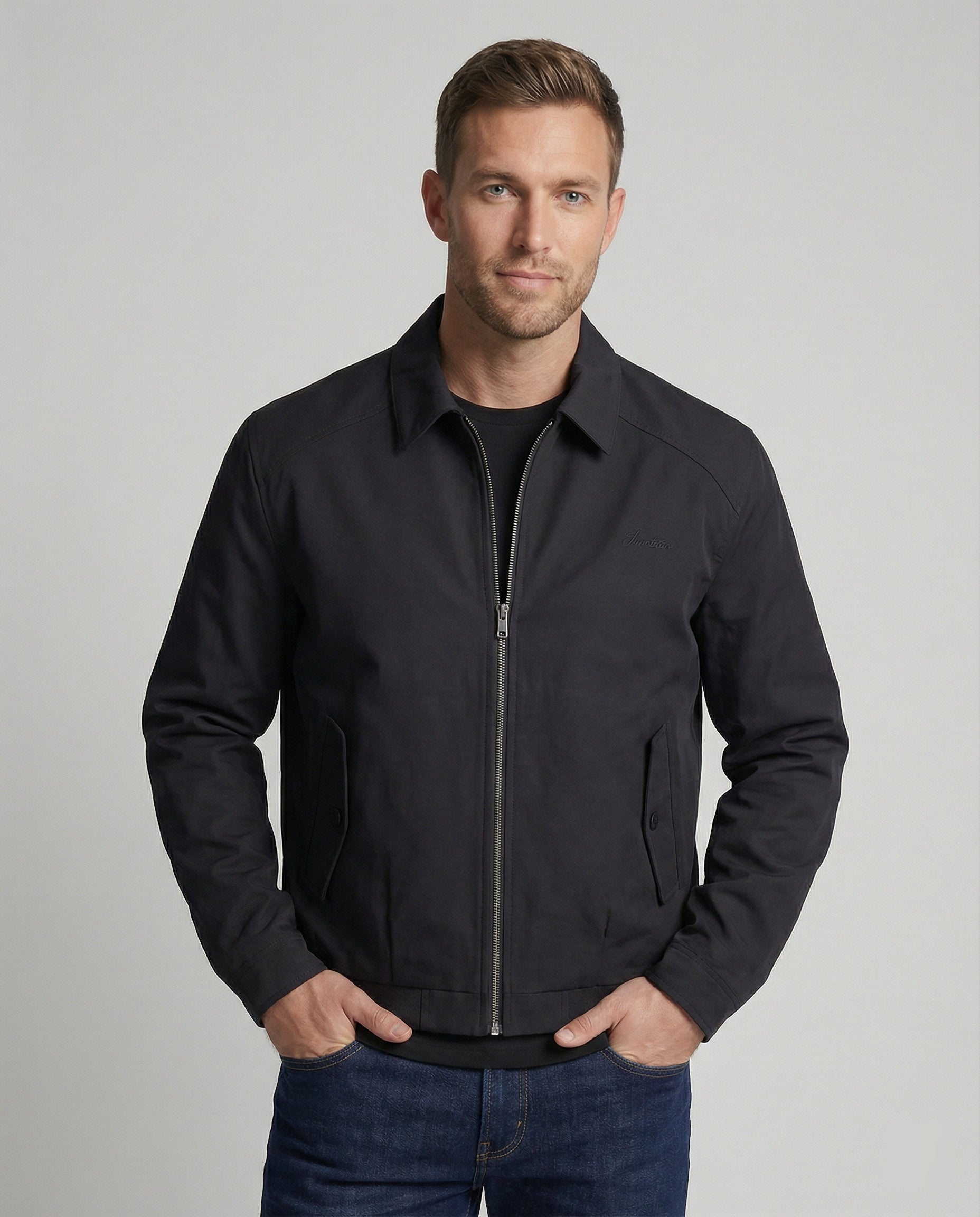 Herren Steppjacke Grau Kurz British Style Polsterung - BerlinGlamour