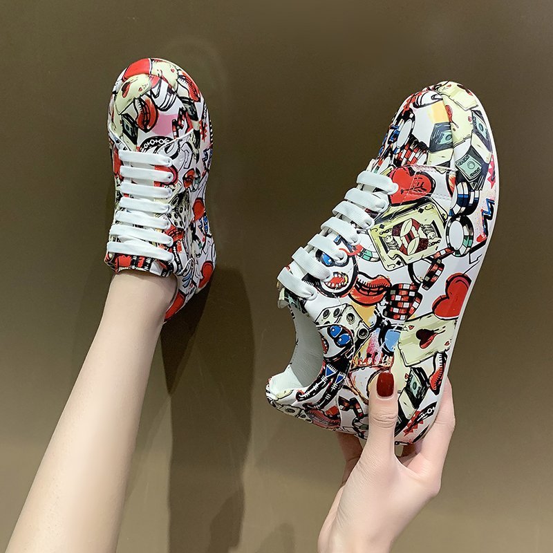 Damen Sneaker Bunt Comic Design Rutschfest
