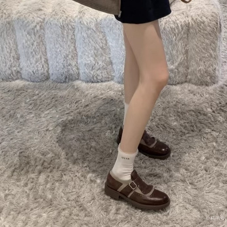 Damen Halbschuhe Schnalle Riemen Modisch
