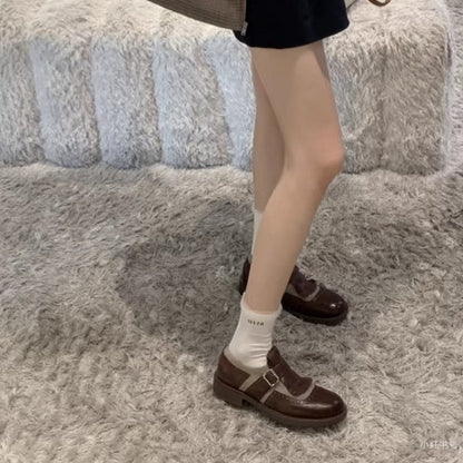 Damen Halbschuhe Schnalle Riemen Modisch