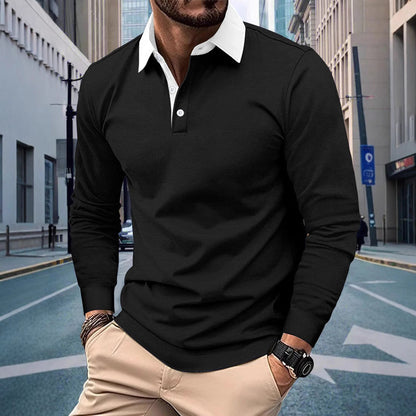 Herren Polohemd Langarm Modern Slim Fit Bequem