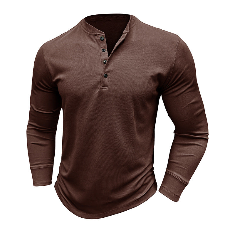 Herren Langarmshirt Modern Knopfleiste Slimfit