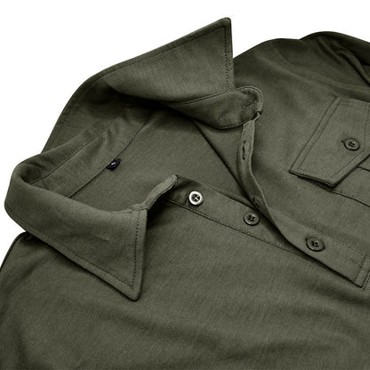 Herren Polo Langarmshirt Stehkragen Modern