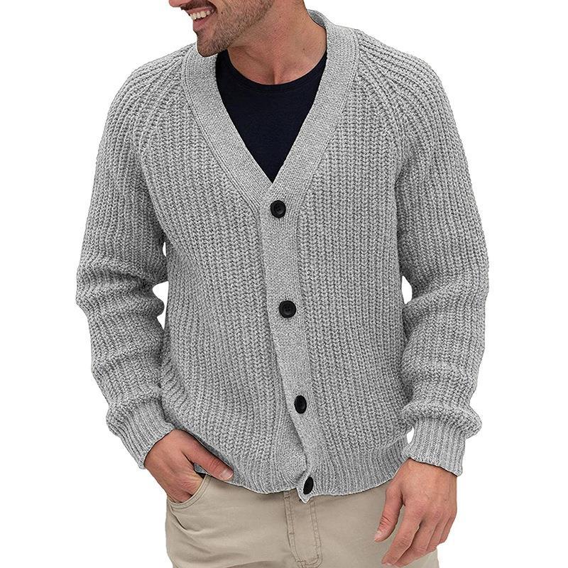 Herren Strickjacke Grobstrick mit Knöpfen Modern