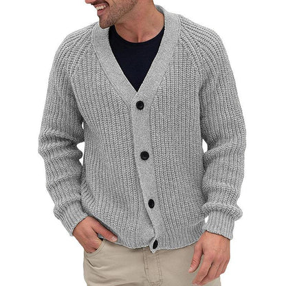 Herren Strickjacke Grobstrick mit Knöpfen Modern