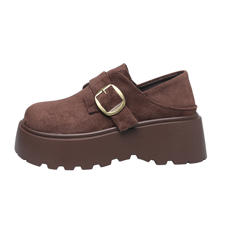 Damen Mokassins Plateau Schuhe mit Riemen Verstellbar Modern