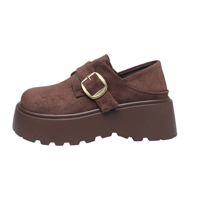 Damen Mokassins Plateau Schuhe mit Riemen Verstellbar Modern