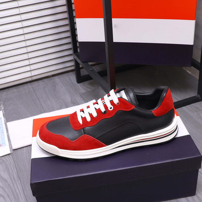 Damen Sneaker Leder Sportlich Mit Kontrasten