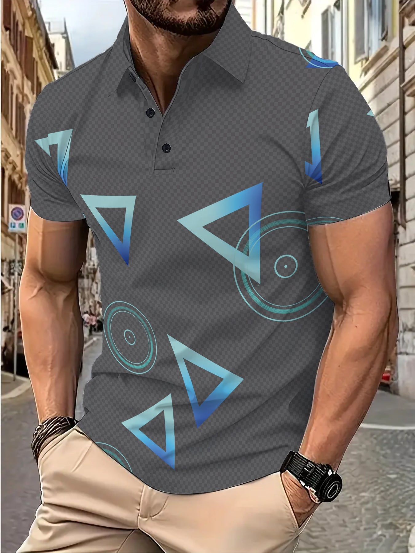 Herren Poloshirt Modern Geometrisches Design Trendy
