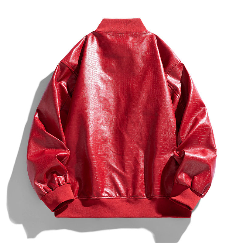 Herren Lederjacke Modern mit Ledertaschen Schwarz Glamour