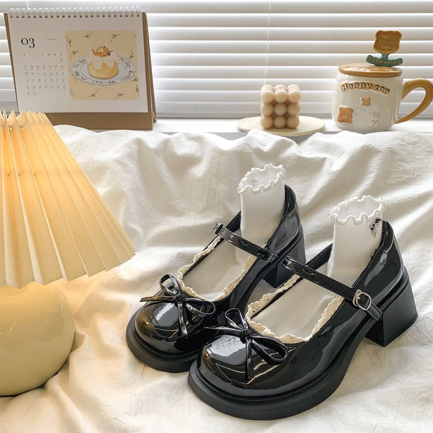 Elegante Damen Pumps Lack Schuhe mit Schleife Bequem